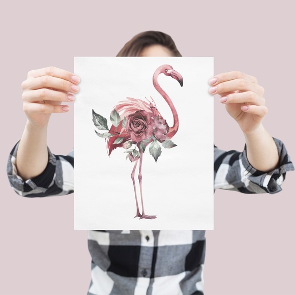 Watercolor Tropical Flamingo Wall Art Poster Print UNFRAMED - Picture 7 of 17